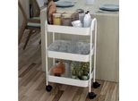 Carrello Da Cucina 3 Ripiani In Metallo Con Ruote Tier 45.5X32X76.4H Colore Bianco