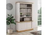 Credenza Libreria Colore Pino Bianco E Rovere 3 Ripiani E 2 Ante Scorrevoli Anthonyiii 121.5X39,6X196H