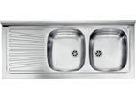 Lavello Appoggio 120X50 Con 2 Vasche E Gocciolatoio Sinistro Mondial Inox