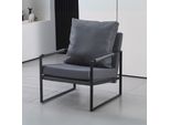 Poltrona Ecopelle Grigio Scuro E Struttura In Metallo Nero Gimmy