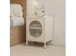 Comodino In Metallo Diora Crema Con Anta Reticolata – Design Industriale, Anima Versatile
