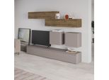 Parete Attrezzata Tortora E Noce Licia 250X40X186H
