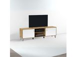 Mobile Porta Tv 2 Ante E Vano A Giorno Bollo2 183,4X40X55,5H Colore Rovere Bianco