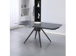 Tavolo Girevole Allungabile Kitti Con Piano In Ceramica Effetto Marmo Nero Opaco 120X88X76H