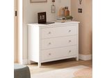 Comò Max 3 Cassetti In Legno Massiccio Bianco 100X40X80H
