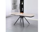 Tavolo Girevole Allungabile Kitti Con Piano In Ceramica Effetto Marmo Travertino 120X88X76H