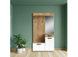 Mobile Ingresso Rovere Bianco Con Scarpiera E Specchio Mosso MO6