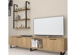 Parete Attrezzata 180 Cm Porta Tv E Libreria Zenon Colore Rovere