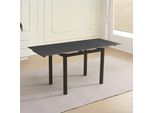 Tavolo Allungabile Kyoto Con Piano In Ceramica Marmo Nero Ardesia E Struttura In Metallo Nero 100X70X75H