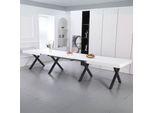 Tavolo Allungabile Dava Con Piano Bianco Opaco E Gambe In Metallo Nero 200X100X74H