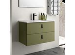 Mobile Bagno Sospeso Colore Verde Oliva 2 Cassetti Invicta 60X45X48H