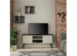 Mobile Porta Tv 2 Ante Klappe 125,5X33X56,5 Bianco Vintage E Struttura Antracite