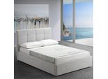 Letto Una Piazza E Mezza Con Contenitore Napoli Tessuto Colore Grigio