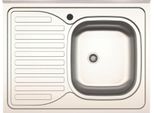 Lavello Cucina Da Appoggio 80X60 Una Vasca Con Gocciolatoio Sinistro Inox SA30SX