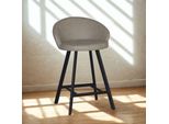 Sgabello Saki Con Seduta Imbottita In Nabuk Tortora E Gambe Nere – Comfort Compatto Per Ambienti Moderni