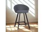 Sgabello Saki Con Seduta Imbottita In Tessuto Grigio E Gambe Nere – Comfort Compatto Per Ambienti Moderni