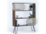 Libreria 3 Ripiani Illia 94X25X117 MT190511 Colore Noce E Gambe Nere