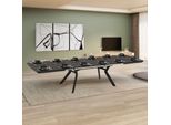 Tavolo Allungabile Rettangolare Robat Piano Effetto Marmo Ardesia Opaco E Gambe In Metallo 160X100X76H