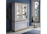 Cristalliera Colore Pino Bianco E Rovere 3 Cassetti E 4 Ante Scorrevoli Anthony67120 150X39,6X204H Pine Stile Shabby