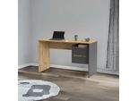 Scrivania Con 2 Cassetti Paco3 125X51,6X75,5H Colore Rovere E Antracite