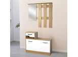 Mobile Ingresso Con Specchio Rudolfxl Colore Rovere Bianco Lucido