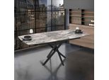Tavolo Allungabile Filis Piano Effetto Marmo Arabesque Nero Lucido E Gambe In Metallo Nero 145X90X76H