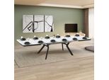Tavolo Allungabile Rettangolare Robat Piano Effetto Marmo Bianco Opaco E Gambe In Metallo 160X100X76H