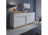 Credenza Colore Pino Bianco E Rovere Wotan 3 Cassetti E 2 Ante Scorrevoli Anthony67070 219,6X49,8X95H Stile Shabby