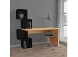 Scrivania Con Libreria Balance 153,5X60X140 Colore Rovere E Nero