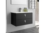 Mobile Bagno Sospeso Colore Nero 2 Cassetti Invicta 80X45X48H