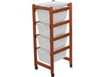 Carrello Da Cucina 4 Cestini Estraibili Ed Un Vassoio Jolly Eco Colore Ciliegio