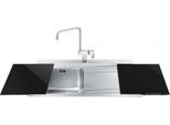 Lavello Incasso 1 Vasca E Gocciolatoio Destro Con Taglieri In Vetro Nero Smeg LI91ND Inox