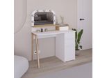 Toeletta Da Trucco Avien Bianco E Rovere Con Specchio E Luci Led 105X51.5X131H
