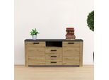 Credenza Con 2 Ante E 3 Cassetti Follow870 179,6X40X83H Colore Rovere E Antracite