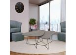 Coppia Tavolini Da Salotto Con Piano Colore Cemento E Base Metallo Nera Tussey