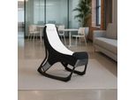 Sedia Gaming Rocky In Tessuto Bicolore Con Base Curva – Nero E Bianco