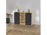 Credenza 2 Ante E 4 Cassetti Rovere E Antracite Berno4 120,2X32,5X85,3H