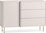 Selsey Loppa - Credenza A 1 Anta Con 3 Cassetti, Beige Cashmere, 120 Cm