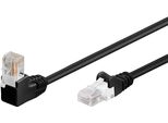 Goobay 94169 Cavo Patch Cat 5E 1X 90° Angolato, U/Utp, Nero, 0,25 M - Miscela Di Rame Cca, 1X Spina RJ45 90° (8P8C)