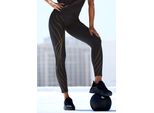 Leggings Lascana Active, Damen, Gr. L (44/46), N-Gr, Blau (Schwarz), Obermaterial: 85% Polyester, 15% Elasthan, Bedruckt, Figurbetont Lang, Hosen Leggings, Mit Schimmerndem Druck, Sportleggings