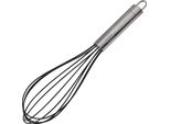 Fackelmann, Frusta Con Parte Funzionale In Acciaio Inox E Silicone, Aiuto In Cucina Per Pentole E Padelle Rivestite (Colore: Argento)