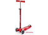 Monopattino Maxi Micro Deluxe Led Per Bambini, Colore: Rosso