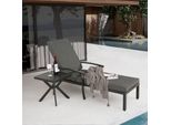 Sedia Da Giardino Con Cuscino In Cotone, Lettino Regolabile, Lettino Da Piscina In Alluminio Antiruggine, Cuscino Grigio Impermeabile (1 Pz.)