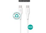 Cavo Di Ricarica Estuff Da Usb C A Usb C, 1 M, Bianco 100% Plastica Riciclata, Morbidissimo (ES604170)