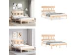 Vidaxl Letto In Legno Massiccio Con Testiera 140X190 Cm - Struttura Letto - Cornici Letto - Struttura Letto - Letto