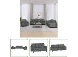 The Living Store Set Divano 3 Pezzi Con Cuscini In Tessuto Grigio Scuro