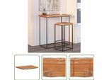 The Living Store Piano Tavolo 70X60X2,5Cm Rettangolare In Legno Massiccio Di Acacia Bordo Naturale