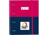Raccoglitore Ad Anelli Benetton Cherry Cerise Blu Marino 27 X 32 X 3,5 Cm