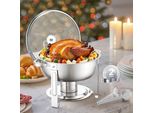Set Di Scaldavivande - Scaldavivande Per Buffet - 4,7L Acciaio Inox - 2 Pezzi Argento - Attrezzature Per Buffet - Servizio Catering Per Eventi