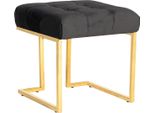 Polsterhocker Kayoom "Hocker Rarity 125, Edler Touch Durch Goldenes Gestell", Schwarz, B:48Cm H:48Cm T:48Cm, Bezug: 100% Polyester (Samt) Gestell: Edelstahl, Hocker, Polsterhocker, Eckig, Samtweich, Gesteppt, Mit ZierknöPfen, Edelstahlgestell